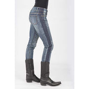 Women's Stetson Skinny Fit Stripe Leg Jean with Plain Pocket - Light Wash - yeehawcowboy