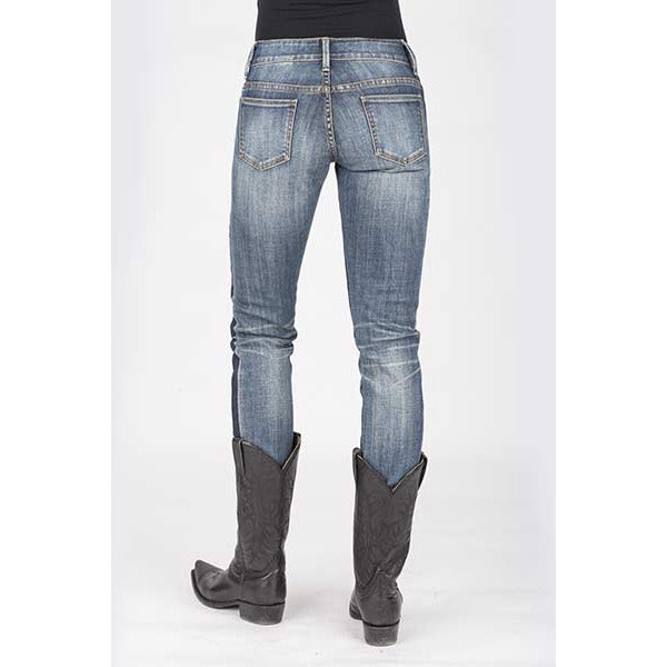 Women's Stetson Skinny Fit Stripe Leg Jean with Plain Pocket - Light Wash - yeehawcowboy