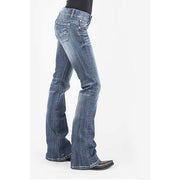 Women's Stetson 816 Classic Boot Cut Jean with Bleached XV Deco Pocket - Blue - yeehawcowboy