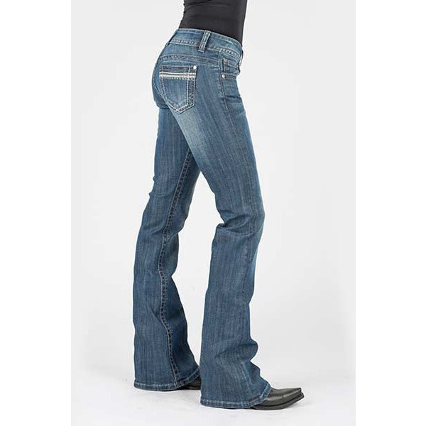 Women's Stetson 816 Classic Boot Cut Jean with Back Stich Pocket - Blue - yeehawcowboy