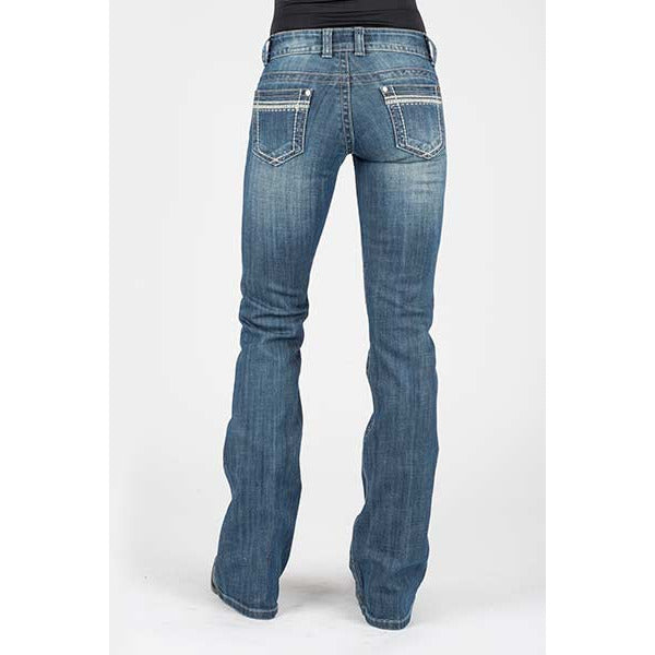 Women's Stetson 816 Classic Boot Cut Jean with Back Stich Pocket - Blue - yeehawcowboy