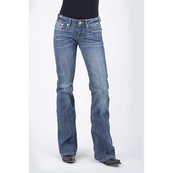 Women's Stetson 816 Classic Boot Cut Jean with Half Circle Back Stitch - Blue - yeehawcowboy