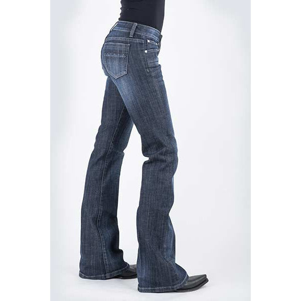 Women's Stetson 816 Classic Boot Cut Jean with Zig Zag Wash Effect - Blue - yeehawcowboy