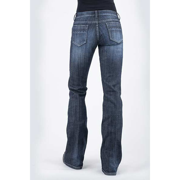 Women's Stetson 816 Classic Boot Cut Jean with Zig Zag Wash Effect - Blue - yeehawcowboy