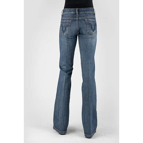 Women's Stetson 816 Classic Bootcut Deco Back Pocket Jeans - Blue - yeehawcowboy