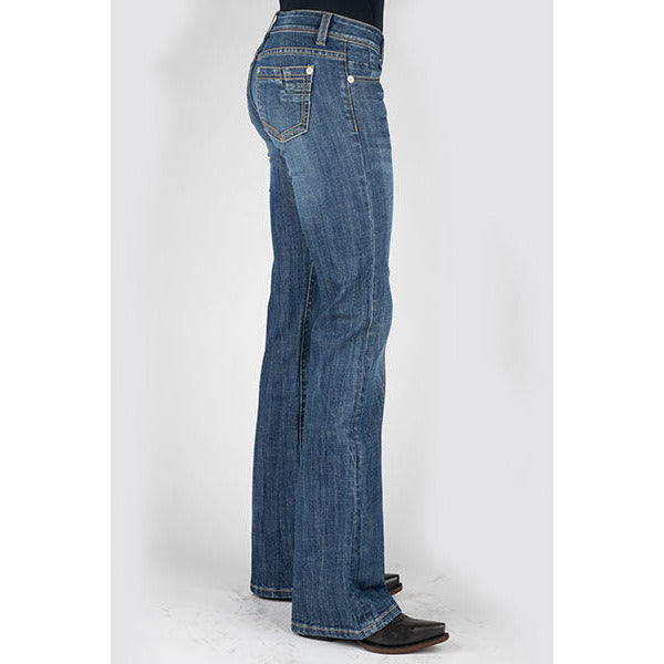 Women's Stetson 816 Classic Boot Cut Jean with Plain Back Pocket - Blue - yeehawcowboy