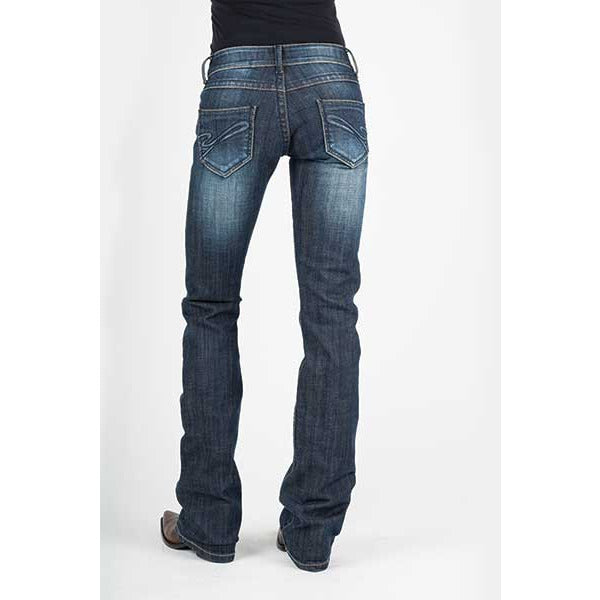 Women's Stetson 818 Bootcut Jean With "S" Back Pocket - Blue - yeehawcowboy
