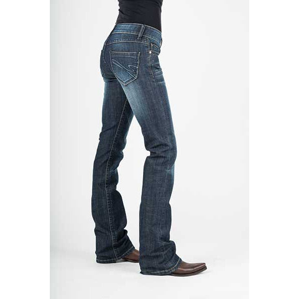 Women's Stetson 818 Bootcut Jean With "S" Back Pocket - Blue - yeehawcowboy