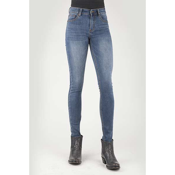 Women's Stetson 902 High Waist Skinny Fit Jean with X Emblem on Back Pocket - Blue - yeehawcowboy