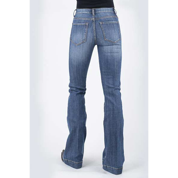 Women's Stetson 921 High Waist Flare Jean with Plain Back Pocket - Blue - yeehawcowboy