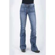 Women's Stetson 921 High Waist Flare Jean with Plain Back Pocket - Blue - yeehawcowboy