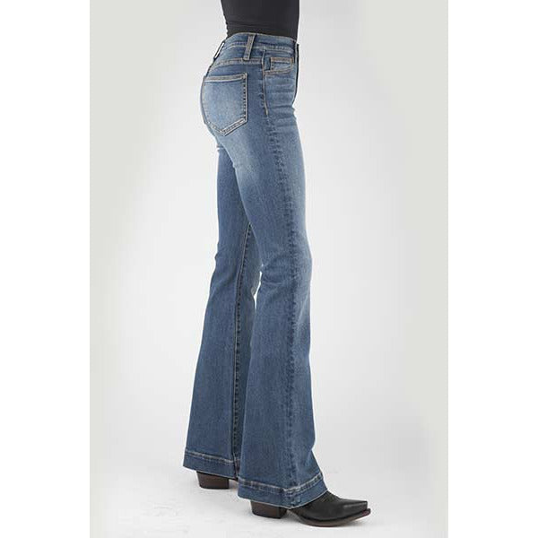 Women's Stetson 921 High Waist Flare Fit Jean with Plain Back Pocket - Light Wash - yeehawcowboy
