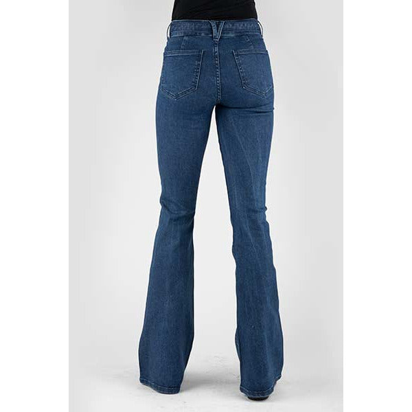Women's Stetson 921 High Waist Flare Fit Plain Back Pocket - Blue - yeehawcowboy