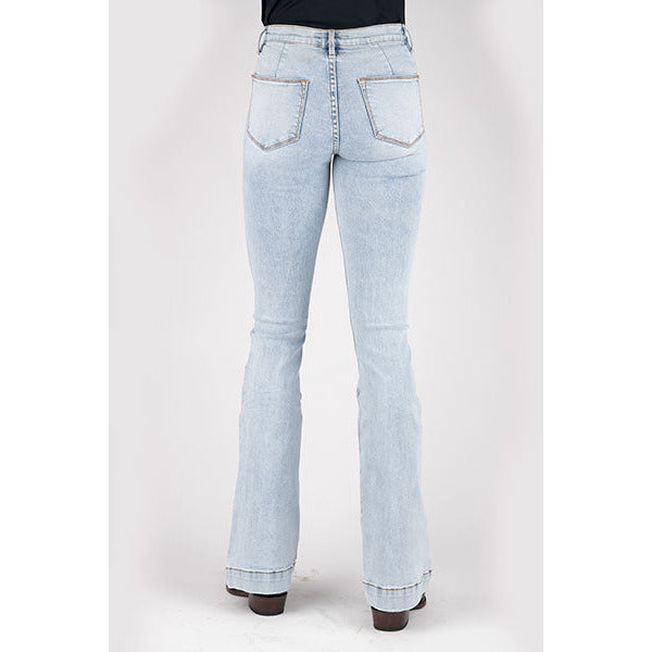 Women's Stetson 921 High Waist Flare Jean with Plain Back Pocket - Acid Wash - yeehawcowboy