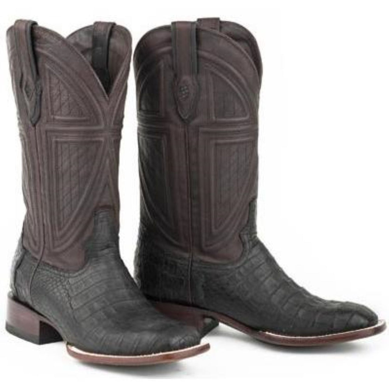 Men's Stetson Houston Caiman Belly Boots Square Toe Handcrafted JBS Collection Black - yeehawcowboy