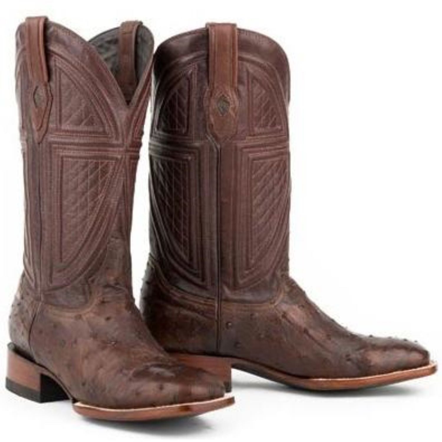 Men's Stetson Jackson Ostrich Boots Square Toe Handcrafted JBS Collection Brown - yeehawcowboy
