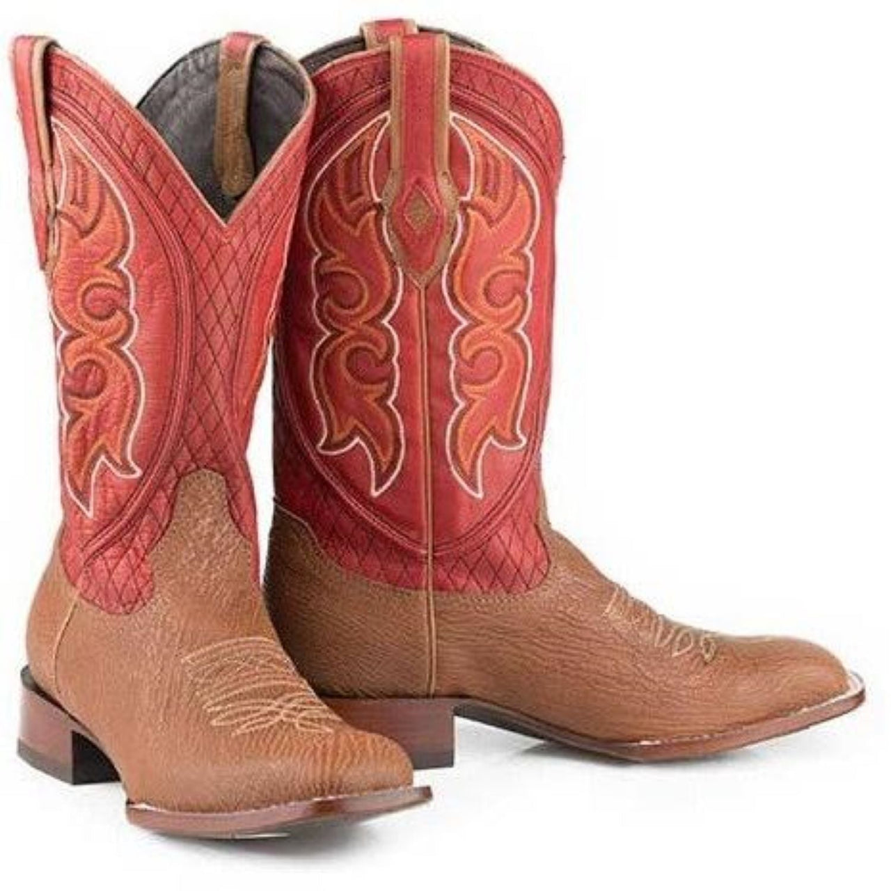 Men's Stetson Glendive Sharkskin Boots Square Toe Handcrafted JBS Collection Tan - yeehawcowboy