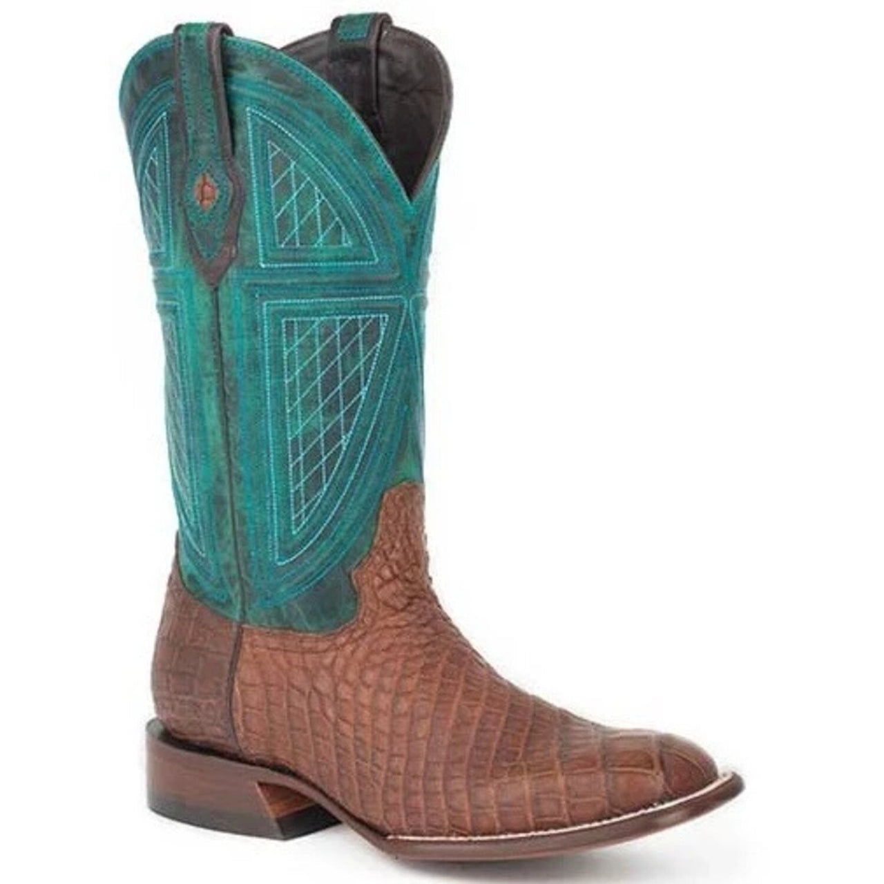 Men's Stetson Big Horn Alligator Boots Square Toe Handcrafted JBS Collection Brown - yeehawcowboy