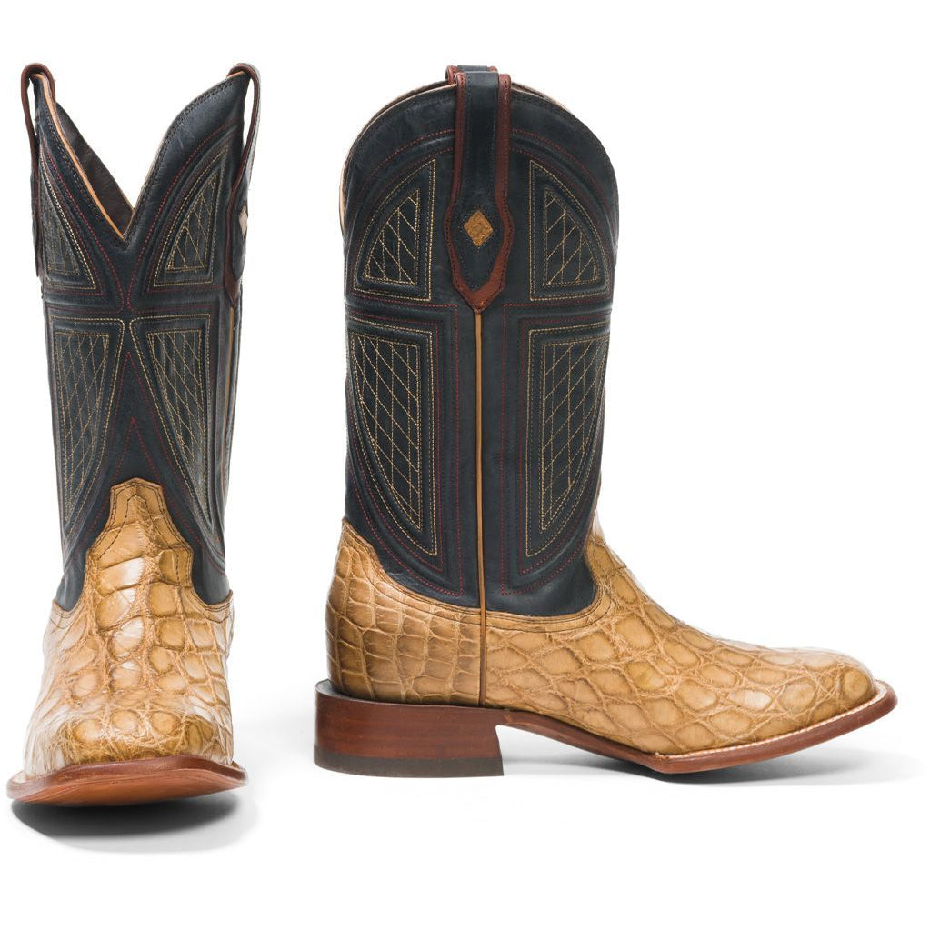 Men's Stetson Flaxville Alligator Boots Square Toe Handcrafted JBS Collection Honey - yeehawcowboy