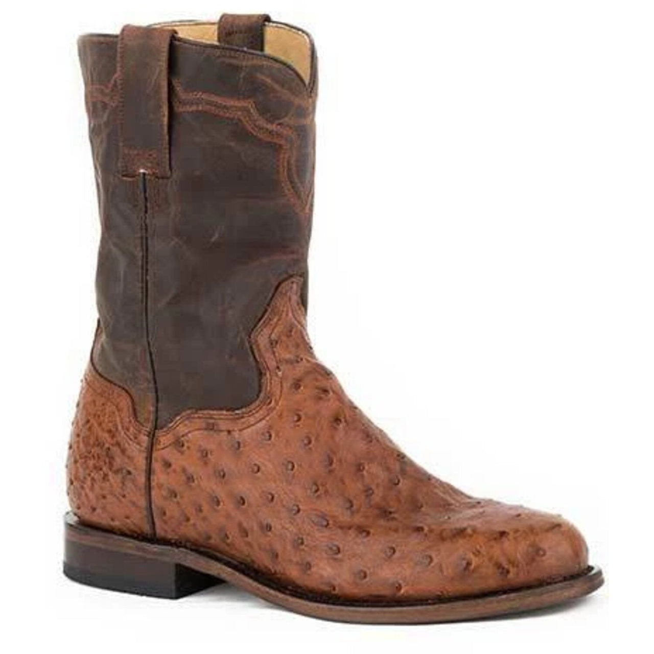 Men's Stetson Puncher Exotic Ostrich Boots Handcrafted Cognac - yeehawcowboy