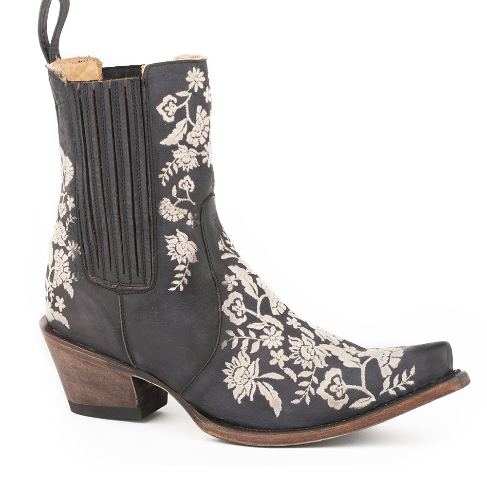 Women's Stetson Cordelia Leather Boots Handcrafted Black - yeehawcowboy