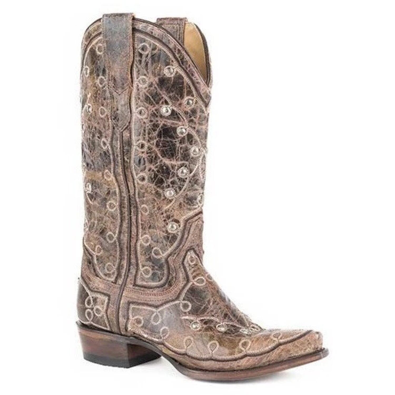 Women's Stetson Pita Boots Snip Toe Handcrafted Brown - yeehawcowboy