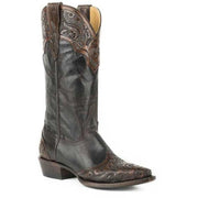 Women's Stetson Jolie Boots Hand Tooled Snip Toe Handcrafted Brown - yeehawcowboy