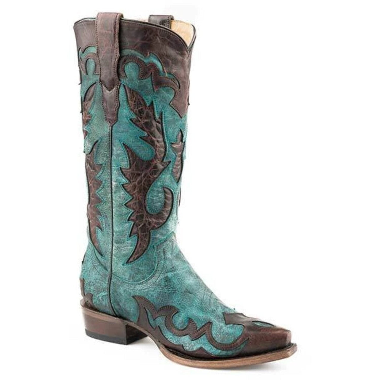Women's Stetson Cora Leather Boots Handcrafted Blue - yeehawcowboy