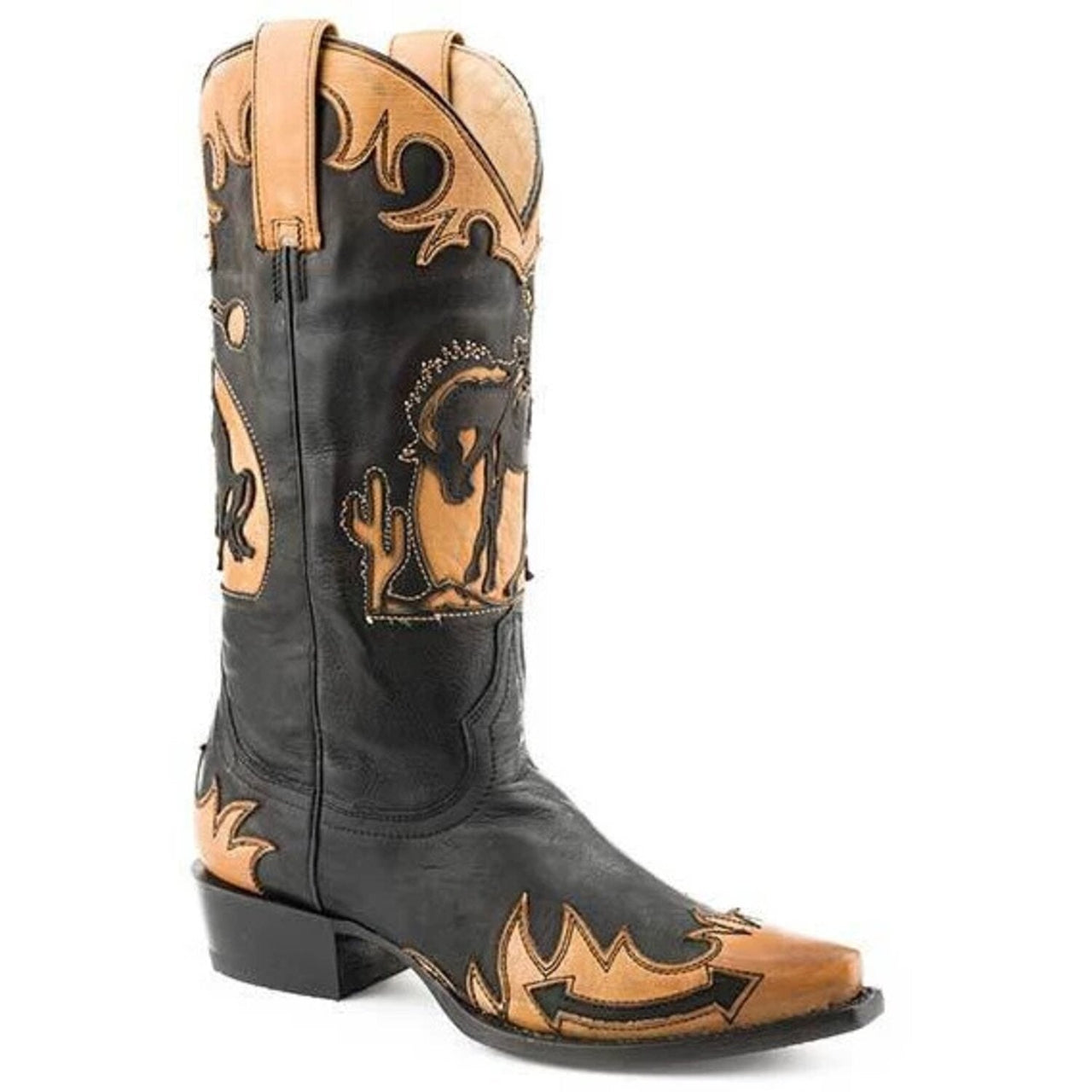 Women's Stetson Faye Leather Boots Handcrafted Black - yeehawcowboy