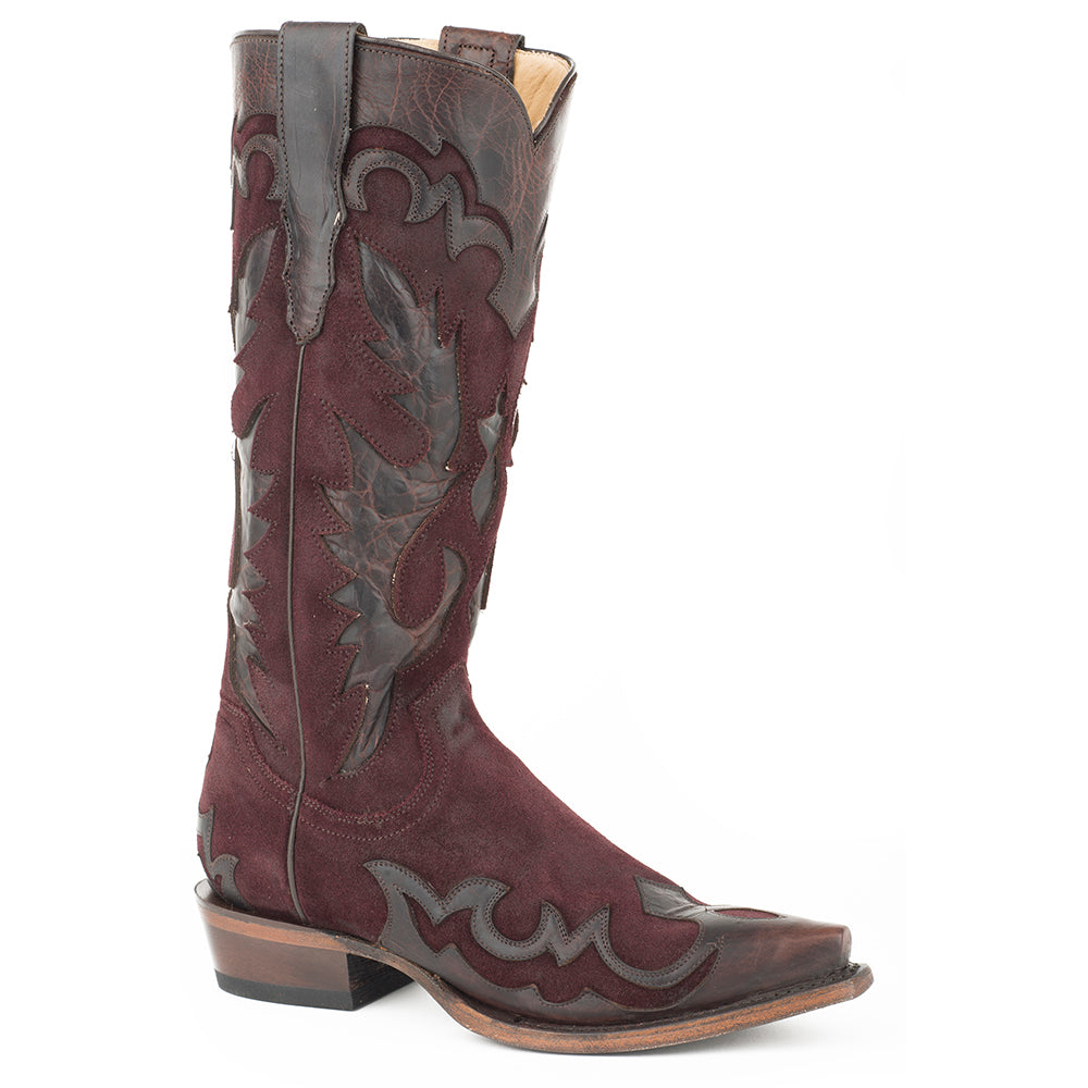 Women's Stetson Cora Leather Boots Handcrafted Burgundy - yeehawcowboy