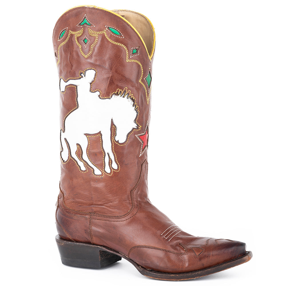 Women's Stetson Remi Leather Boots Handcrafted Brown - yeehawcowboy