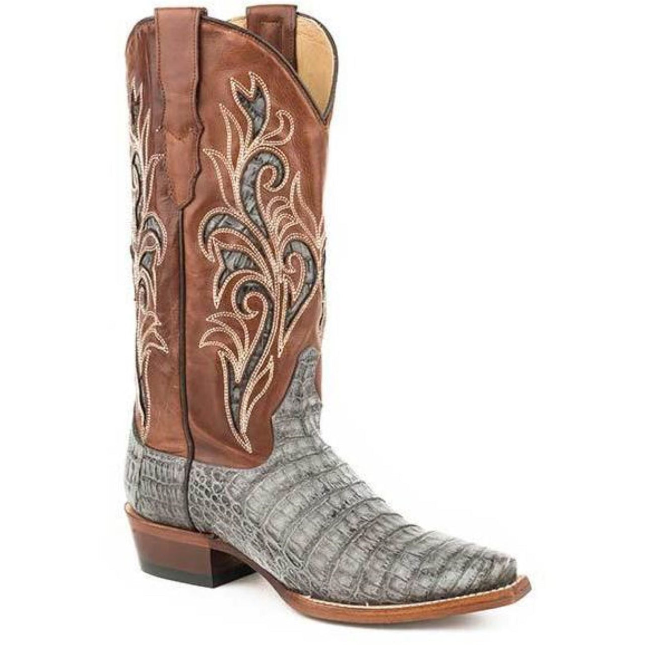 Women's Stetson Clarisa Caiman Boots Handcrafted Gray - yeehawcowboy