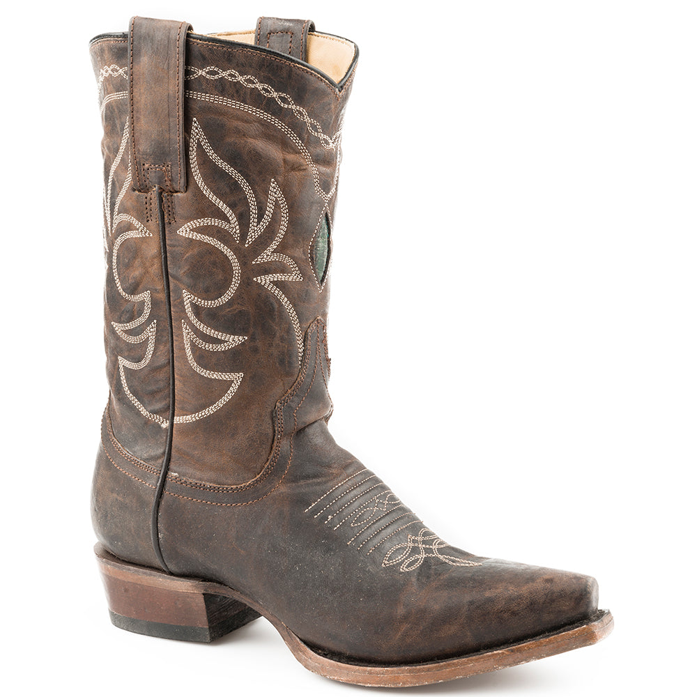 Women's Stetson Iris Leather Boots Handcrafted Brown - yeehawcowboy