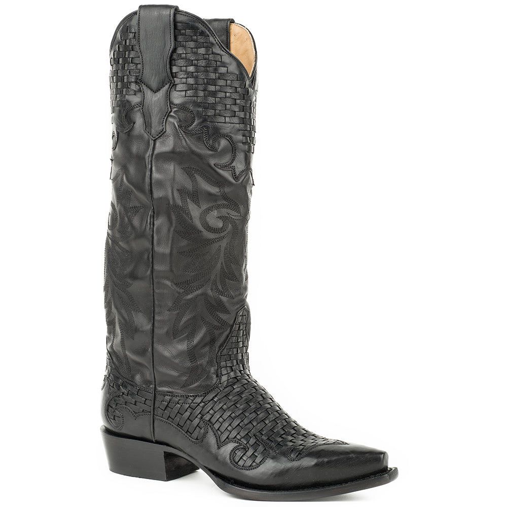 Women's Stetson Paloma Leather Boots Handcrafted Black - yeehawcowboy