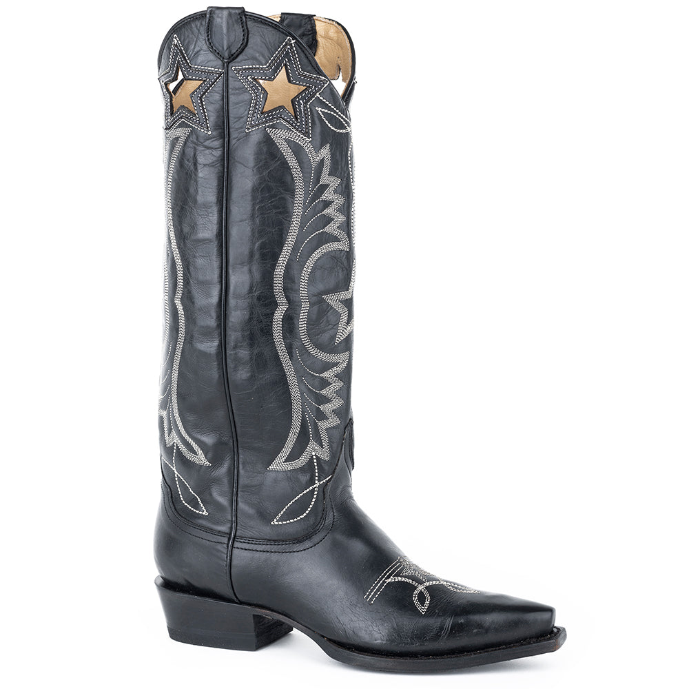 Women's Stetson Celeste Leather Boots Handcrafted Black - yeehawcowboy