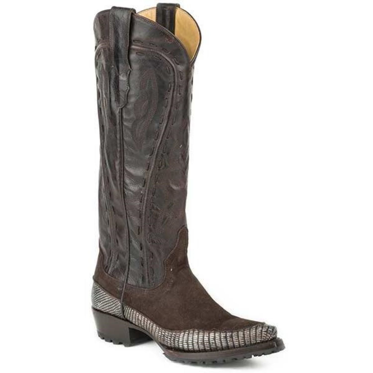 Women's Stetson Dakota Boots Knee High Snip Toe Handmade Brown - yeehawcowboy