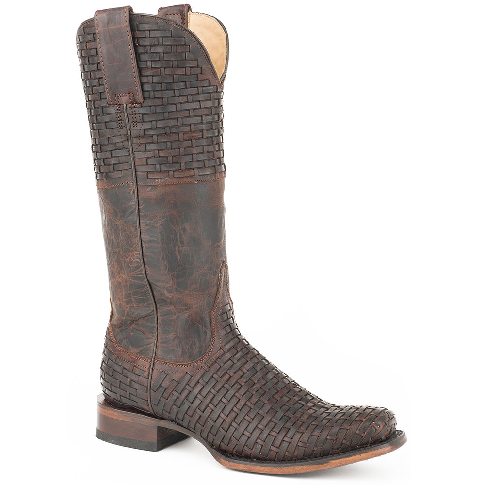 Women's Stetson Bea Square Leather Boots Handcrafted Brown - yeehawcowboy