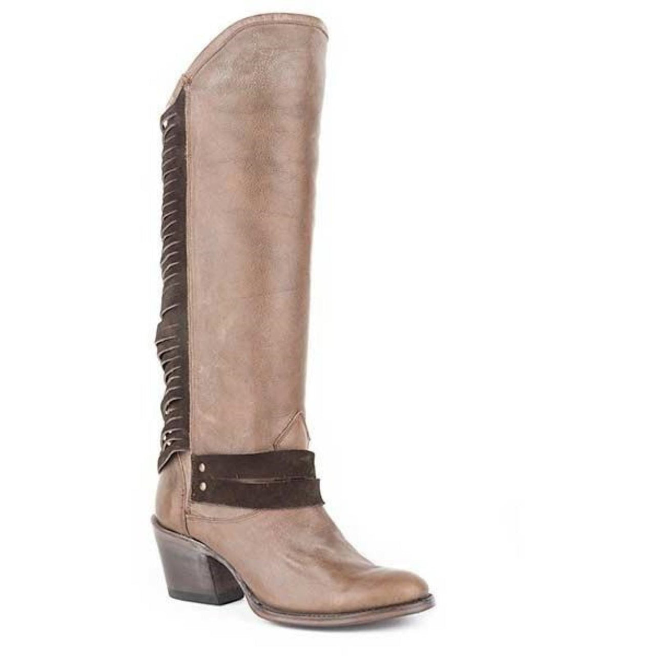 Women's Stetson Dover Knee High Boots Round Toe Handcrafted Tan - yeehawcowboy
