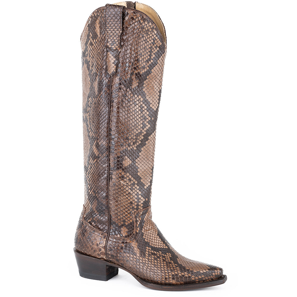 Women's Stetson Yasmin Python Boots Handcrafted Brown - yeehawcowboy