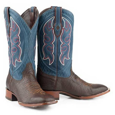 Men's Stetson Harve Sharkskin Boots Square Toe Handcrafted JBS Collection Brown - yeehawcowboy