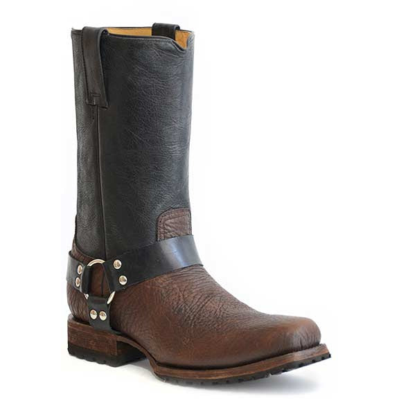 Men's Stetson Heritage Harness Roper Lug Sole Boots Handcrafted Cognac - yeehawcowboy
