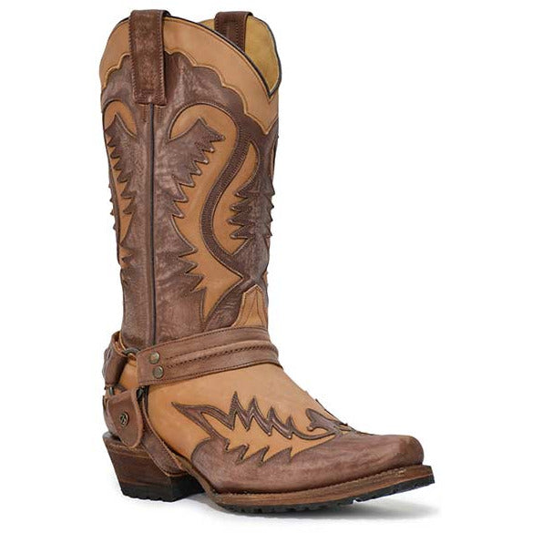 Men's Stetson Outlaw Boots Lug Sole Handcrafted Washed Brown - yeehawcowboy