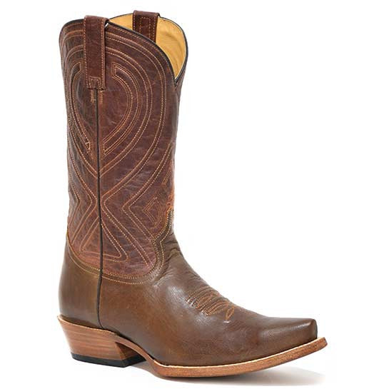 Men's Stetson Mossman Leather Boots Handcrafted Oiled Brown - yeehawcowboy