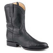 Men's Stetson Rancher Zip Leather Roper Boots Handcrafted Black - yeehawcowboy
