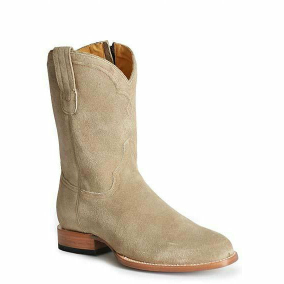 Men's Stetson Rancher Zip Leather Roper Boots Handcrafted Tan - yeehawcowboy