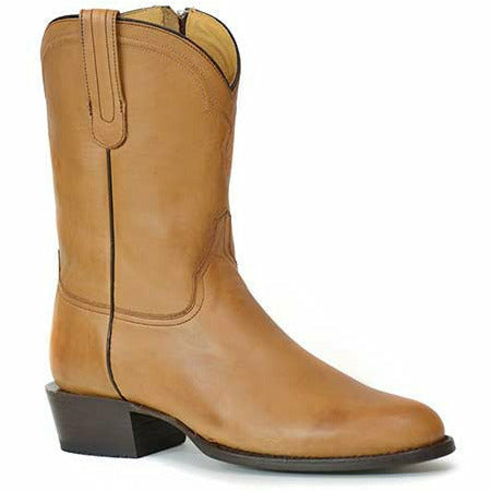 Men's Stetson Rancher Zip Leather Roper Boots Handcrafted Tan - yeehawcowboy