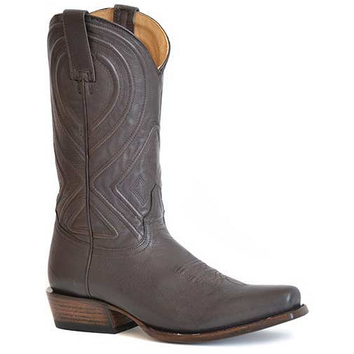 Men's Stetson Mossman Leather Boots Handcrafted Dark Brown - yeehawcowboy