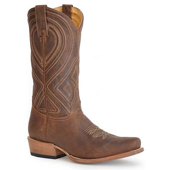 Men's Stetson Mossman Leather Boots Handcrafted Brown - yeehawcowboy