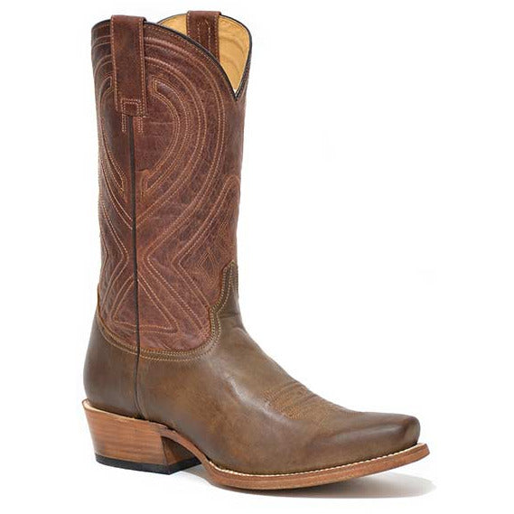 Men's Stetson Mossman Leather Boots Handcrafted Oiled Brown - yeehawcowboy