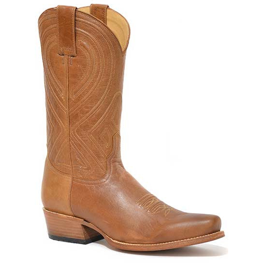Men's Stetson Mossman Leather Boots Handcrafted Oiled Tan - yeehawcowboy